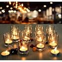 Pure Source India Glass Votive Candle Holders Clear Thick Glass Tealight Holders for Home Décor, Diwali Decoration, Wedding Table Centerpieces, Spa, Meditation &amp; Party Decoration (Pack of 16- Clear)