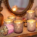 Pure Source India Glass Votive Candle Holder for Decoration, Pack of 6 Pcs, Decorate Your House with This Unique Candle Holders (Rose Mercury Gold)