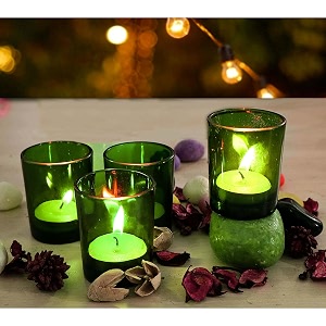 pure source india glass votive tealight candle holder for diwali birthday weeding gifts party amp home dcor set of 4 pcs -green