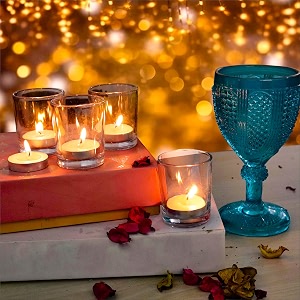 pure source india glass votive tealight candle holder for diwali gifts birthday weeding party amp home dcor set of 4 pcs - clear