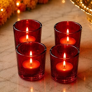 pure source india glass votive tealight candle holder for diwali birthday weeding gifts party amp home dcor set of 4 pcs - red