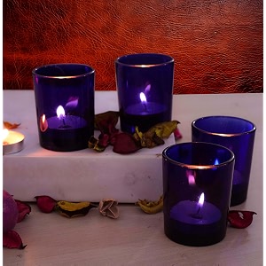 pure source india glass votive tealight candle holder for diwali gift birthday weeding party amp home dcor set of 4 pcs - blue
