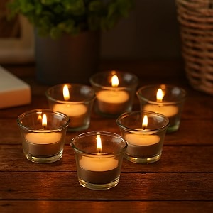 pure source india glass votive tealight candle holders - living room side table home decoration glass pack of 6 clear