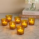 Pure Source India Glass Votive Tealight Candle Holders for Living Room, Side Table, Diwali Decor & Home Decoration (Yellow)