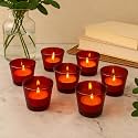 Pure Source India Glass Votive Tealight Candle Holders for Living Room, Side Table, Diwali Decor &amp; Home Decoration (Red)