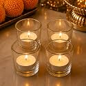 Pure Source India Glass Votive Tealight Candle Holder - 4 Piece, Yellow