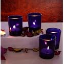 Pure Source India Glass Votive Tealight Candle Holder for Diwali Gift, Birthday, Weeding, Party &amp; Home Décor (Set of 4 pcs - Blue)