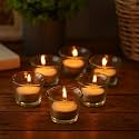 Pure Source India Glass Votive Tealight Candle Holders - Living Room Side Table Home Decoration (Glass, Pack of 6, Clear)