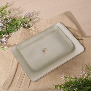 pure source india stylish durable rectangular design glass frosted soap dish for hand cleanser body wash bathroom shower use 1pc