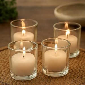 pure source india tea light votive glass candle holders  perfect for diwali weddings spa amp holiday dcor pack of 4 clear