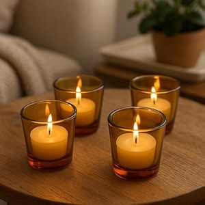 pure source india tea light votive glass candle holders  perfect for diwali weddings spa amp holiday dcor pack of 4 yellow