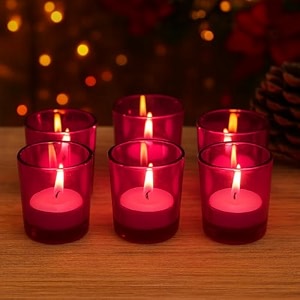 pure source india tea light votive glass candle holders  perfect for diwali weddings spa amp holiday dcor pack of 6 pink