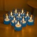 Pure Source India Tea Light Votive Glass Candle Holders – Perfect for Diwali, Weddings, Spa &amp; Holiday Décor (Pack of 12, Blue)