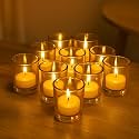 Pure Source India Tea Light Votive Glass Candle Holders – Perfect for Diwali, Weddings, Spa &amp; Holiday Décor (Pack of 6, Yellow)
