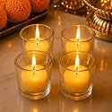 Pure Source India Tea Light Votive Glass Candle Holders – Perfect for Diwali, Weddings, Spa &amp; Holiday Décor (Pack of 4, Yellow)