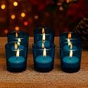 Pure Source India Tea Light Votive Glass Candle Holders – Perfect for Diwali, Weddings, Spa & Holiday Décor (Pack of 6, Blue)