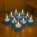 Pure Source India Tea Light Votive Glass Candle Holders – Perfect for Diwali, Weddings, Spa &amp; Holiday Décor (Pack of 16, Blue)