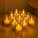 Pure Source India Tea Light Votive Glass Candle Holders – Perfect for Diwali, Weddings, Spa &amp; Holiday Décor (Pack of 16, Yellow)