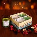 Pure Source India Votive Scented Candle Set | Long Burning Aromatherapy Candles for Home Décor, Diwali, Relaxation, Meditation &amp; Gifting | Smokeless, Natural Wax (Pack of 4) (Lemongrass &amp; Vanilla)