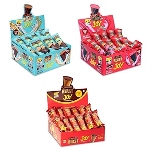 pure temptation joy chocolate strawberry amp vanilla flavoured waffle cones 72 pcs snacks for kids- non-meltable chocolate gift box- individually wrapped choco filled waffle cone dessert