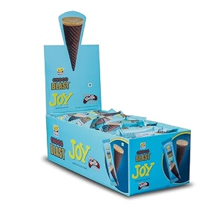 pure temptation chocoblast chocolate-filled waffle cones 24 pieces chocolate box snacks for kids amp adults - non-meltable gift pack - individually wrapped chocolate cone bites - joy vanilla