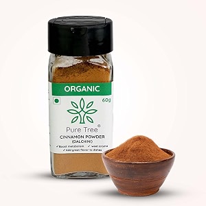 pure tree certified organic dalchini powder  60 gm  glass jar  organic cinnamon powder  dal chini powder indian spices aroma amp flavour  gluten free cineman dalchini