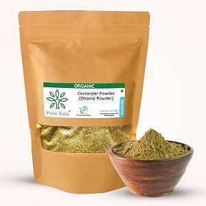 pure tree certified organic dhania powder  850 g  coriander powder  kothimeera powder  whole spices  hara dhaniya powder curry powder  organic coriander powder