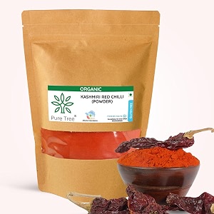 pure tree certified organic kashmiri red chilli powder  850 g  kashmiri lal mirch powder  organic red chilli powder  kashmiri laal mirch gives vibrant red color amp mild heat to your dishes