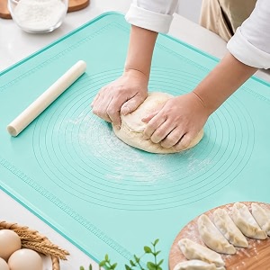 purebake extra thick silicone baking mat 50x40 cm - non stick silicone mat for kitchen roti amp chapati making  pastry kneading mat for dough cookies pizza  heat resistant bpa free blue
