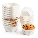 PureBake White Cupcake Muffin Liners 1000 Count - Greaseproof, Non-Stick, Food Grade Paper Baking Cups | Standard Muffin & Cupcake Liners | Odorless, Oven Safe Cupcake Wrappers