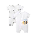 pureborn Baby Girls Boys 2-Pack Bodysuit One-Piece Romper 0-24 Months