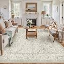 PureCozy 10x12 Taupe Area Rug Washable Non Slip Large Vintage Living Room