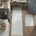 PureCozy 2'x3'+2'x6' Blue 2-Piece Kitchen Rug Set with Runner