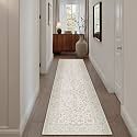 PureCozy 2x10 Beige White Runner Rug Washable Hallway Non Slip Kitchen