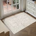 PureCozy 2x3 Beige White Area Rug Washable Vintage Non Slip Carpet