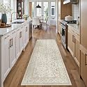 PureCozy 2x5 Taupe Runner Rug Washable Hallway Non Slip Kitchen Vintage