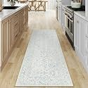 PureCozy 2x6 Blue Runner Rug Washable Hallway Non Slip Kitchen Vintage