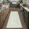 PureCozy 2x6 Green Runner Rug Washable Hallway Non Slip Kitchen Vintage