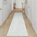 PureCozy 2x8 Blue Runner Rug Washable Hallway Non Slip Kitchen Vintage