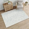 PureCozy 3x5 Blue Area Rug Washable Non Slip Vintage Carpet Living Room