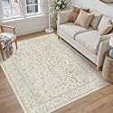 PureCozy 4x5 Taupe Area Rug Washable Non Slip Vintage Carpet Living Room