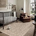 PureCozy 4x6 Deep Brown Area Rug Washable Non Slip Vintage Carpet