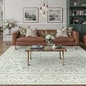 PureCozy 5x7 Green Area Rug Washable Non Slip Vintage Living Room Carpet