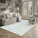 PureCozy 5x7 Softer Blue Area Rug Washable Non Slip Living Room Carpet
