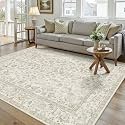 PureCozy 5x7 Taupe Area Rug Washable Non Slip Vintage Living Room Carpet