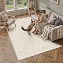 PureCozy 6x9 Beige Area Rug Washable Non Slip Vintage Living Room Carpet