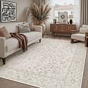 PureCozy 6x9 Beige White Area Rug Washable Non Slip Living Room Carpet