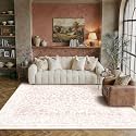 PureCozy 6x9 Pink Area Rug Washable Non Slip Vintage Living Room Carpet