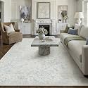 PureCozy 8x10 Blue Area Rug Washable Non Slip Large Vintage Living Room