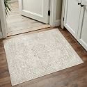 PureCozy Beige 2x3 Area Rug Washable Vintage Carpet Low Pile Non Slip